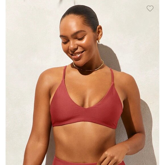 J Crew Lana Bikini Top Classic Sculpt Removable Pads Adjustable Straps Coral M - Picture 1 of 7